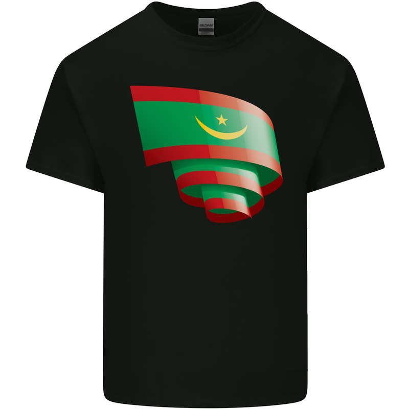 Curled Mauritania Flag Mauritanian Day Football Kids T-Shirt Childrens Black