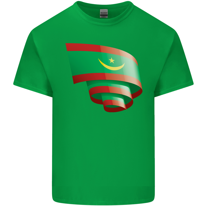 Curled Mauritania Flag Mauritanian Day Football Kids T-Shirt Childrens Irish Green
