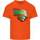 Curled Mauritania Flag Mauritanian Day Football Kids T-Shirt Childrens Orange