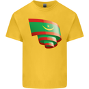 Curled Mauritania Flag Mauritanian Day Football Kids T-Shirt Childrens Yellow