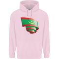 Curled Mauritania Flag Mauritanian Day Football Mens 80% Cotton Hoodie Light Pink