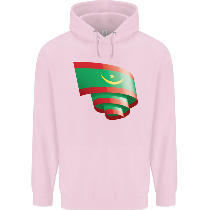 Curled Mauritania Flag Mauritanian Day Football Mens 80% Cotton Hoodie Light Pink