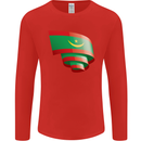 Curled Mauritania Flag Mauritanian Day Football Mens Long Sleeve T-Shirt Red
