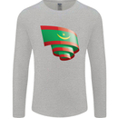 Curled Mauritania Flag Mauritanian Day Football Mens Long Sleeve T-Shirt Sports Grey