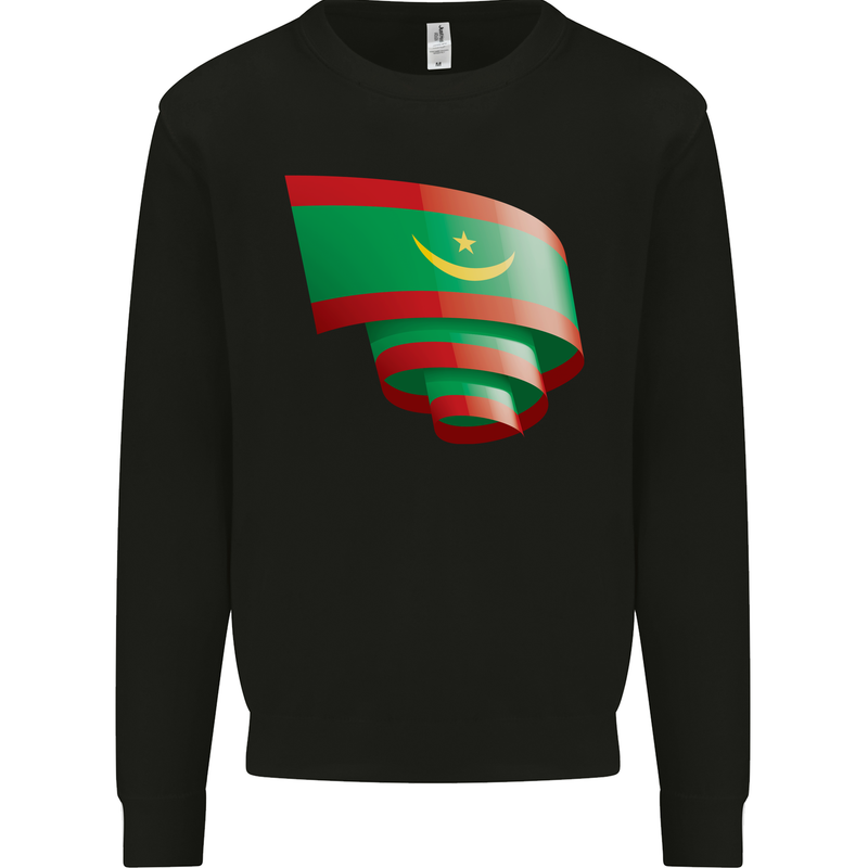 Curled Mauritania Flag Mauritanian Day Football Mens Sweatshirt Jumper Black