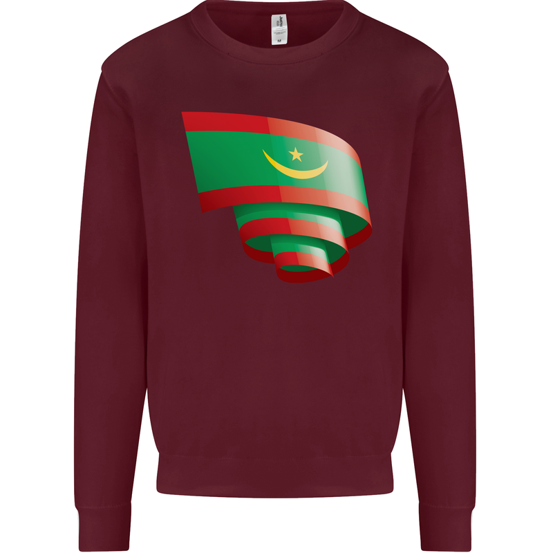 Curled Mauritania Flag Mauritanian Day Football Mens Sweatshirt Jumper Maroon