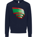 Curled Mauritania Flag Mauritanian Day Football Mens Sweatshirt Jumper Navy Blue