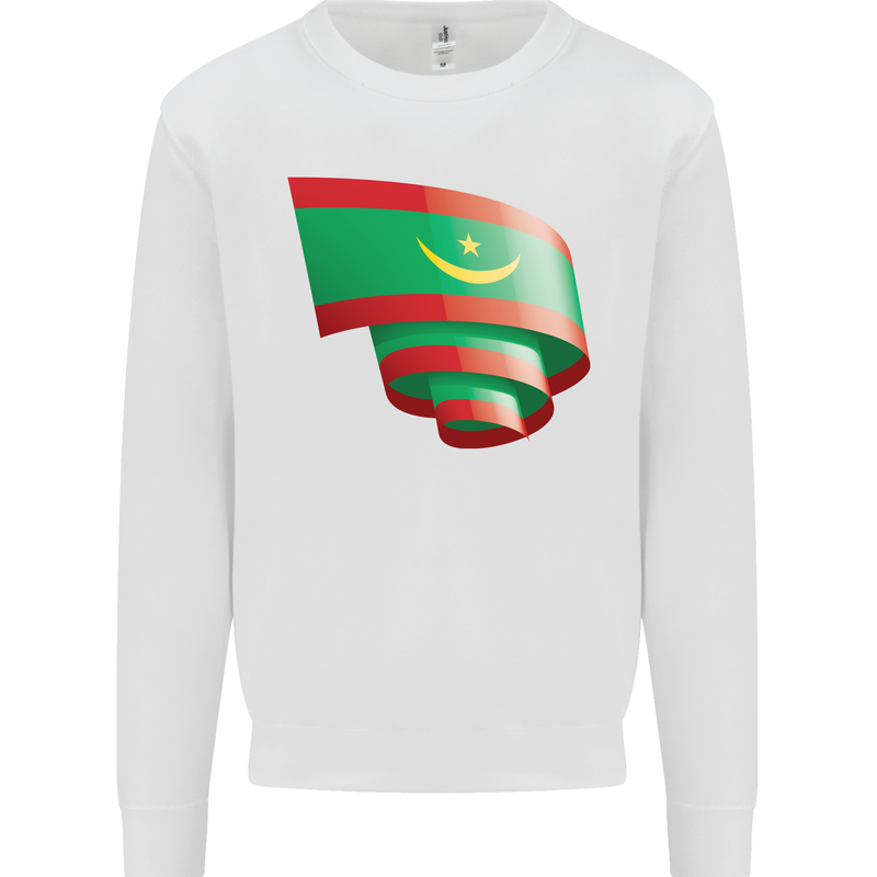 Curled Mauritania Flag Mauritanian Day Football Mens Sweatshirt Jumper White