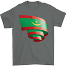 Curled Mauritania Flag Mauritanian Day Football Mens T-Shirt 100% Cotton Charcoal