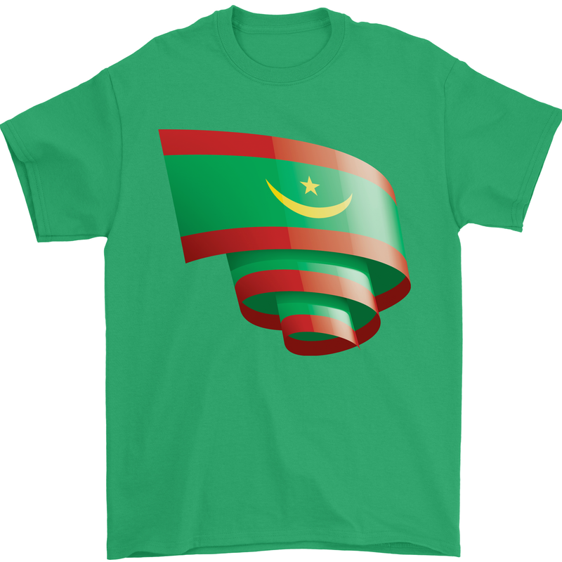 Curled Mauritania Flag Mauritanian Day Football Mens T-Shirt 100% Cotton Irish Green