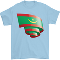 Curled Mauritania Flag Mauritanian Day Football Mens T-Shirt 100% Cotton Light Blue