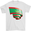 Curled Mauritania Flag Mauritanian Day Football Mens T-Shirt 100% Cotton White