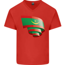 Curled Mauritania Flag Mauritanian Day Football Mens V-Neck Cotton T-Shirt Red