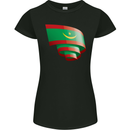 Curled Mauritania Flag Mauritanian Day Football Womens Petite Cut T-Shirt Black