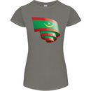 Curled Mauritania Flag Mauritanian Day Football Womens Petite Cut T-Shirt Charcoal