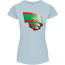 Curled Mauritania Flag Mauritanian Day Football Womens Petite Cut T-Shirt Light Blue