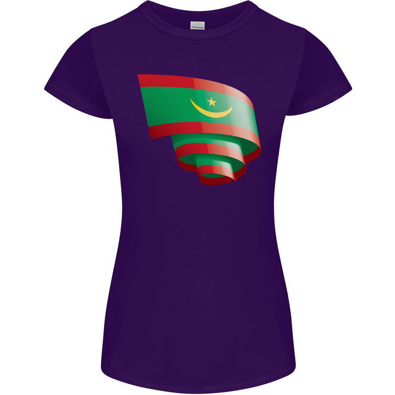 Curled Mauritania Flag Mauritanian Day Football Womens Petite Cut T-Shirt Purple