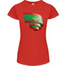 Curled Mauritania Flag Mauritanian Day Football Womens Petite Cut T-Shirt Red