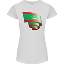 Curled Mauritania Flag Mauritanian Day Football Womens Petite Cut T-Shirt White