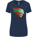 Curled Mauritania Flag Mauritanian Day Football Womens Wider Cut T-Shirt Navy Blue