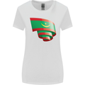 Curled Mauritania Flag Mauritanian Day Football Womens Wider Cut T-Shirt White
