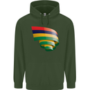Curled Mauritius Flag Mauritians Day Football Childrens Kids Hoodie Forest Green