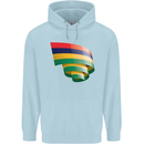 Curled Mauritius Flag Mauritians Day Football Childrens Kids Hoodie Light Blue
