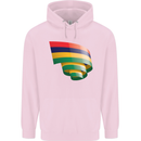 Curled Mauritius Flag Mauritians Day Football Childrens Kids Hoodie Light Pink