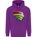 Curled Mauritius Flag Mauritians Day Football Childrens Kids Hoodie Purple