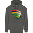 Curled Mauritius Flag Mauritians Day Football Childrens Kids Hoodie Storm Grey