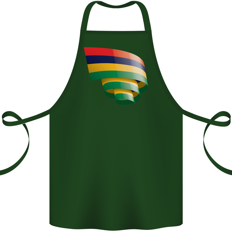 Curled Mauritius Flag Mauritians Day Football Cotton Apron 100% Organic Forest Green