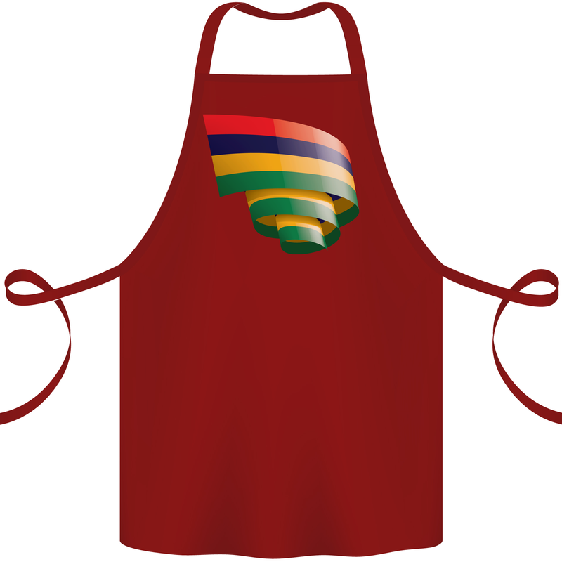 Curled Mauritius Flag Mauritians Day Football Cotton Apron 100% Organic Maroon