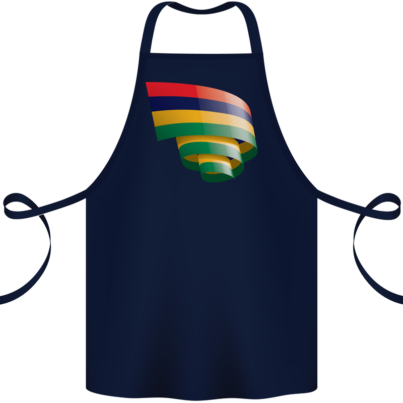 Curled Mauritius Flag Mauritians Day Football Cotton Apron 100% Organic Navy Blue