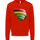 Curled Mauritius Flag Mauritians Day Football Kids Sweatshirt Jumper Bright Red