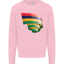 Curled Mauritius Flag Mauritians Day Football Kids Sweatshirt Jumper Light Pink