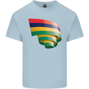 Curled Mauritius Flag Mauritians Day Football Kids T-Shirt Childrens Light Blue