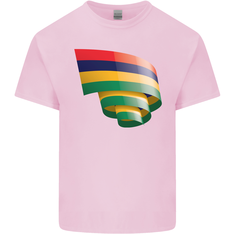Curled Mauritius Flag Mauritians Day Football Kids T-Shirt Childrens Light Pink