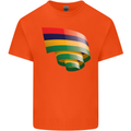 Curled Mauritius Flag Mauritians Day Football Kids T-Shirt Childrens Orange