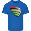 Curled Mauritius Flag Mauritians Day Football Kids T-Shirt Childrens Royal Blue