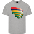 Curled Mauritius Flag Mauritians Day Football Kids T-Shirt Childrens Sports Grey