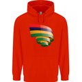 Curled Mauritius Flag Mauritians Day Football Mens 80% Cotton Hoodie Bright Red