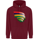 Curled Mauritius Flag Mauritians Day Football Mens 80% Cotton Hoodie Maroon