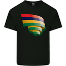 Curled Mauritius Flag Mauritians Day Football Mens Cotton T-Shirt Tee Top Black