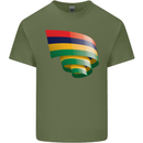 Curled Mauritius Flag Mauritians Day Football Mens Cotton T-Shirt Tee Top Military Green