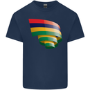 Curled Mauritius Flag Mauritians Day Football Mens Cotton T-Shirt Tee Top Navy Blue