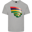 Curled Mauritius Flag Mauritians Day Football Mens Cotton T-Shirt Tee Top Sports Grey