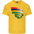 Curled Mauritius Flag Mauritians Day Football Mens Cotton T-Shirt Tee Top Yellow