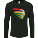 Curled Mauritius Flag Mauritians Day Football Mens Long Sleeve T-Shirt Black