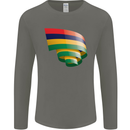 Curled Mauritius Flag Mauritians Day Football Mens Long Sleeve T-Shirt Charcoal