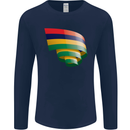 Curled Mauritius Flag Mauritians Day Football Mens Long Sleeve T-Shirt Navy Blue